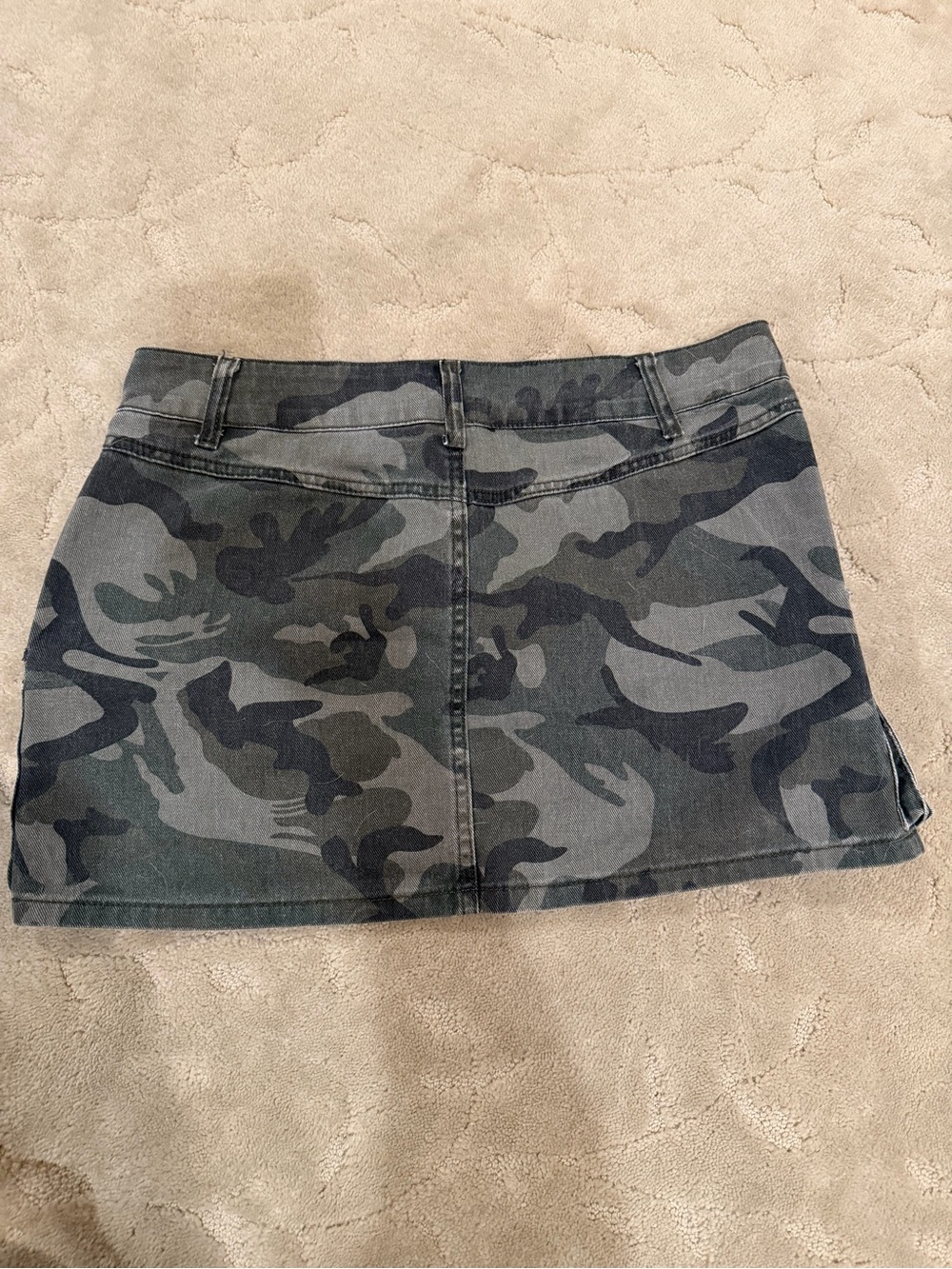 Camo Print Denim Mini Skirt - Women's Camo